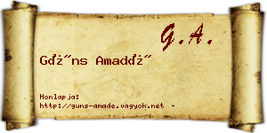 Güns Amadé névjegykártya
